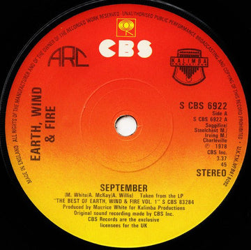 Earth, Wind & Fire - September Vinyl Vinly Record