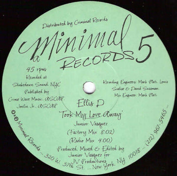 Ellis - D - Took My Love Away Vinyl Vinly Record