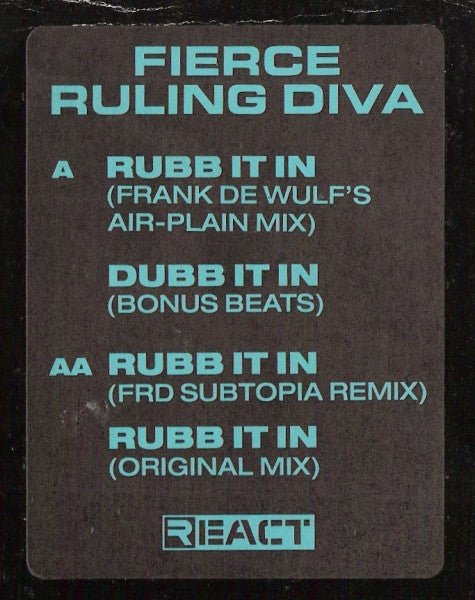 Fierce Ruling Diva - Rubb It In Vinyl - Vinyl Record
