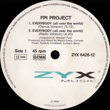 FPI Project - Everybody (All Over The World) Vinyl Vinly Record