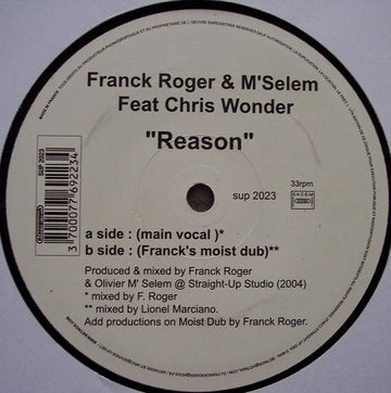 Franck Roger & M'Selem Feat Chris Wonder - Reason Vinyl Vinly Record