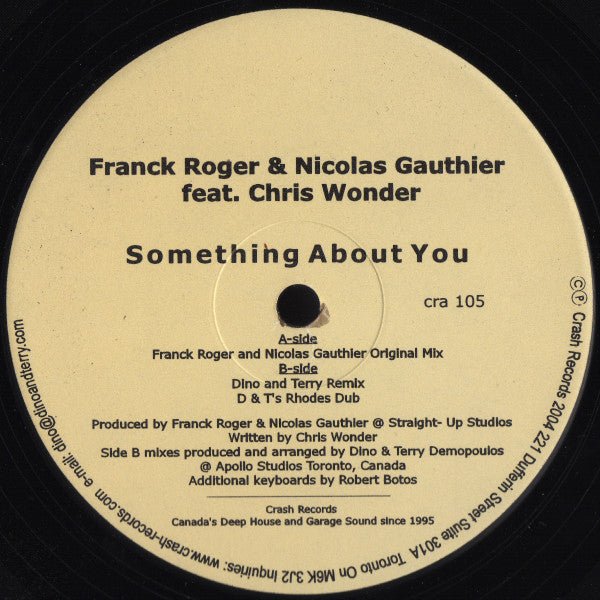 Franck Roger & Nicolas Gauthier Feat. Chris Wonder - Something About You Vinyl