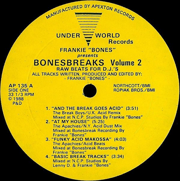 Frankie "Bones" Presents Bonesbreaks - Volume 2 (Raw Beats For D.J.'s) Vinyl