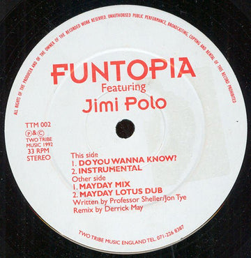 Funtopia Featuring Jimi Polo - Do You Wanna Know? Vinyl Vinly Record