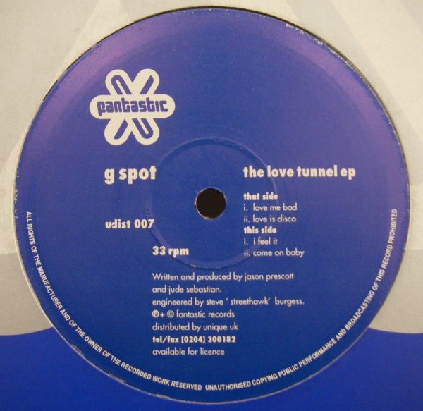 G Spot - The Love Tunnel EP Vinyl
