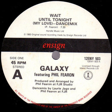 Galaxy Featuring Phil Fearon - Wait Until Tonight (My Love) Vinyl Vinly Record