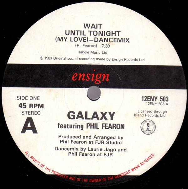 Galaxy Featuring Phil Fearon - Wait Until Tonight (My Love) Vinyl