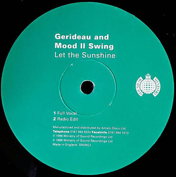 Gerideau And Mood II Swing - Let The Sunshine Vinyl Vinly Record