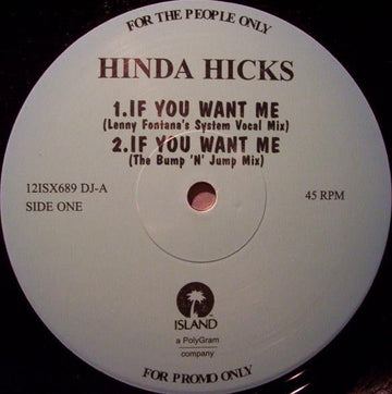 Hinda Hicks - If You Want Me Vinyl Vinly Record