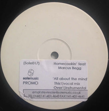 Homecookin' Featuring Marcus Begg - All About The Mind Vinyl Vinly Record