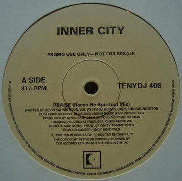 Inner City - Praise Vinyl Vinly Record