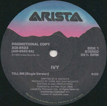 Ivy - Tell Me Vinyl Vinly Record