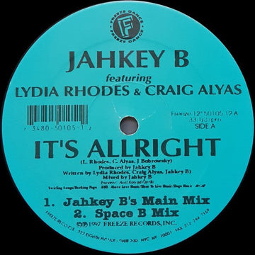 Jahkey B Featuring Lydia Rhodes & Craig Alyas - It's Allright Vinyl Vinly Record