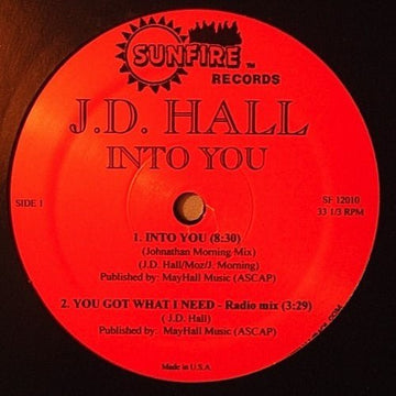 J.D. Hall - Into You / 1 Lover Vinyl Vinly Record