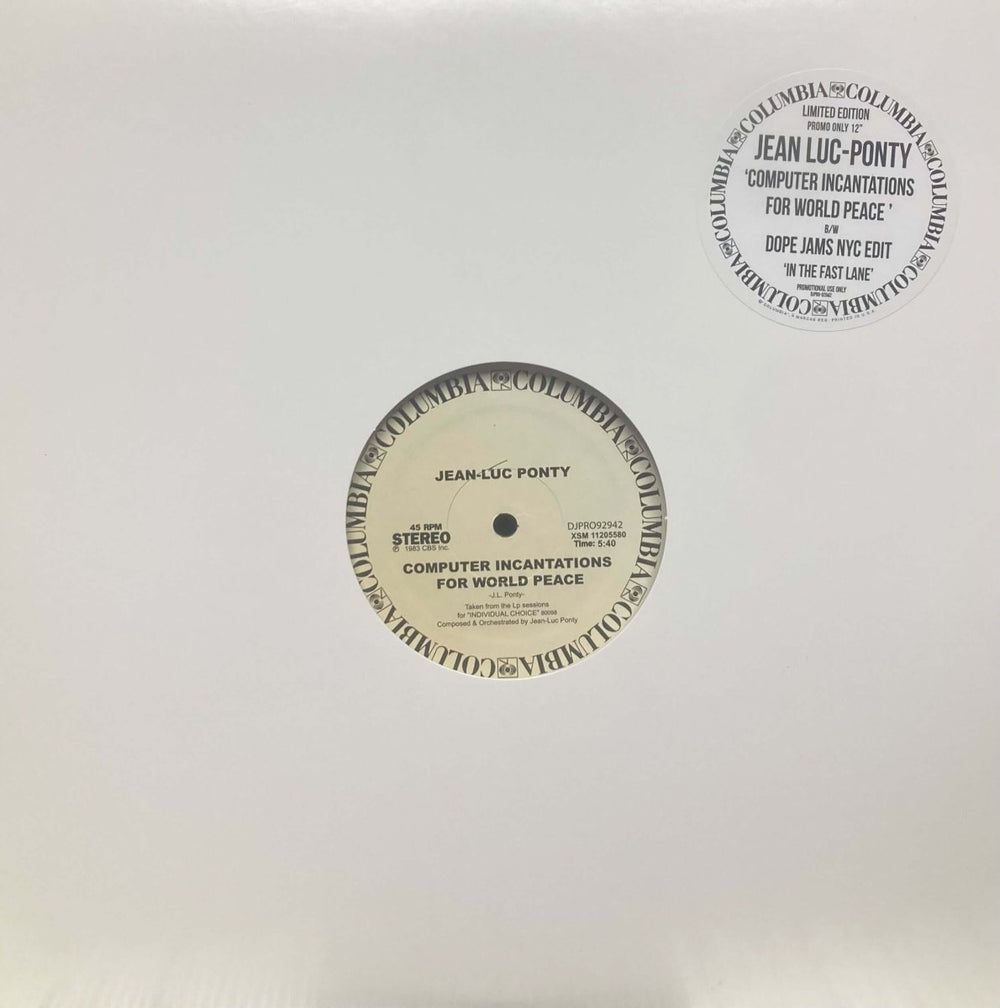Jean - Luc Ponty - Computer Incarnations For World Peace Vinyl