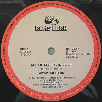 Jimmy Williams - All Of My Lovin' Vinyl Vinly Record
