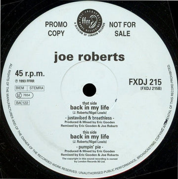 Joe Roberts - Back In My Life Vinyl Vinly Record