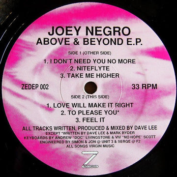 Joey Negro - Above & Beyond E.P. Vinyl Vinly Record