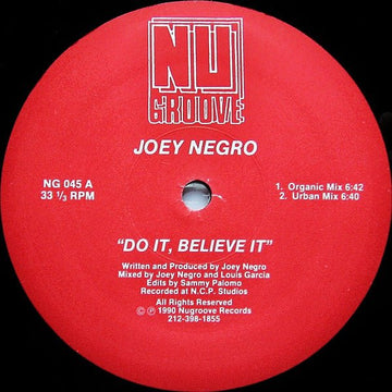 Joey Negro - Do It, Believe It Vinyl Vinly Record