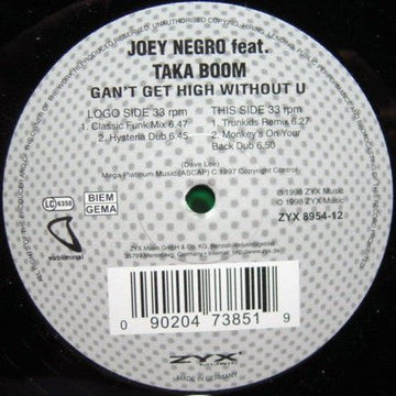Joey Negro Feat. Taka Boom - Can't Get High Without You Vinyl Vinly Record