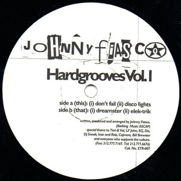 Johnny Fiasco - Hardgrooves Vol. I Vinyl Vinly Record
