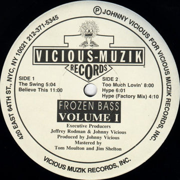 Johnny Vicious - Frozen Bass Volume 1 Vinyl Vinly Record