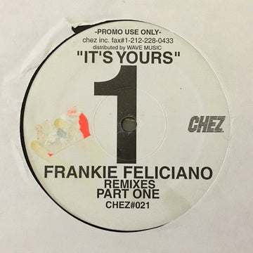 Jon Cutler Feat. E - Man - It's Yours (Frankie Feliciano Remixes Part One) Vinyl Vinly Record