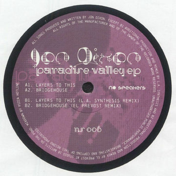 Jon Dixon - Paradise Valley EP Vinyl Vinly Record