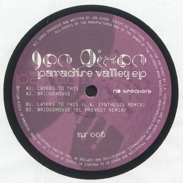 Jon Dixon - Paradise Valley EP Vinyl