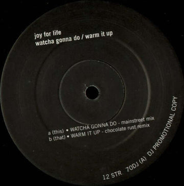 Joy For Life - Watcha Gonna Do / Warm It Up Vinyl Vinly Record