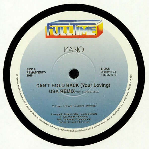 Kano / Jimmy Ross - Can't Hold Back (Your Loving) / Fall Into A Trance Vinyl