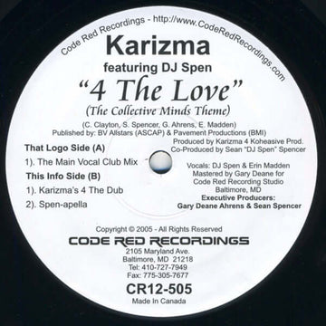 Karizma Featuring DJ Spen - 4 The Love (The Collective Minds Theme) Vinyl Vinly Record
