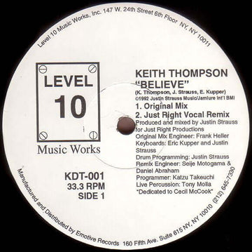 Keith Thompson - Believe Vinyl Vinly Record