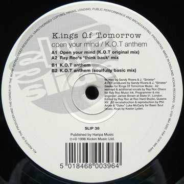 K.ings O.f T.omorrow - Open Your Mind / K.O.T. Anthem Vinyl Vinly Record