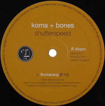 Koma & Bones - Shutterspeed Vinyl Vinly Record