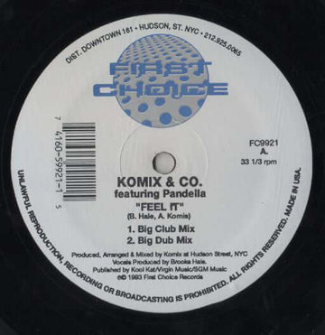 Komix & Co Featuring Pandella - Feel It Vinyl Vinly Record