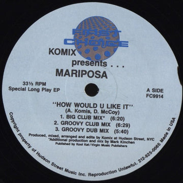 Komix Presents ... Mariposa - How Would U Like It Vinyl Vinly Record