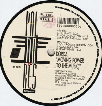 Korda - Moving Power (To The Music) Vinyl Vinly Record