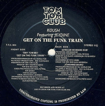 Koush Featuring Jeydine - Get On The Funk Train Vinyl Vinly Record