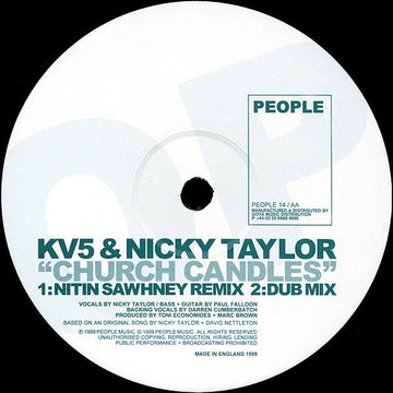 KV5 & Nicky Taylor - Church Candles Vinyl Vinly Record