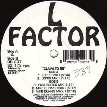 L Factor - Claim To Be Vinyl Vinly Record