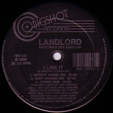 Landlord Featuring Dex Danclair - I Like It Vinyl Vinly Record