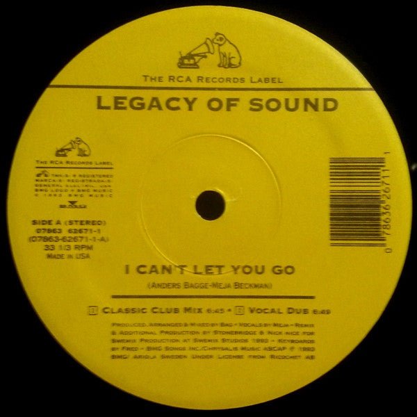 Legacy Of Sound - I Can't Let You Go Vinyl
