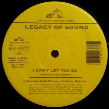 Legacy Of Sound - I Can't Let You Go Vinyl Vinly Record