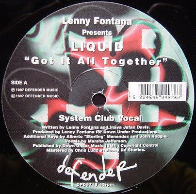 Lenny Fontana Presents Liquid - Got It All Together Vinyl