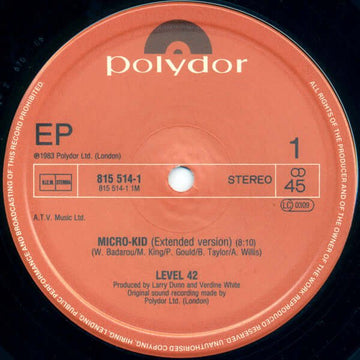 Level 42 - Micro - Kid Vinyl Vinly Record