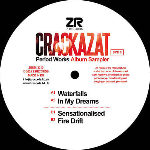 Crackazat - Period Works Album Sampler - Artists Crackazat Genre Disco House Release Date 1 Jan 2021 Cat No. ZEDD12310 Format 12" Vinyl - Z Records - Z Records - Z Records - Z Records - Vinyl Record