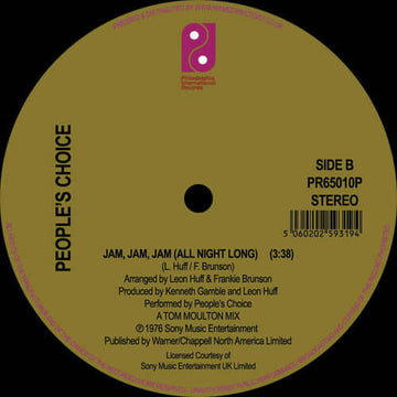 People's Choice - Here We Go Again / Jam, Jam, Jam (All Night Long) - Artists People's Choice Genre Disco, Reissue Release Date 1 Jan 2019 Cat No. PR65010P Format 12