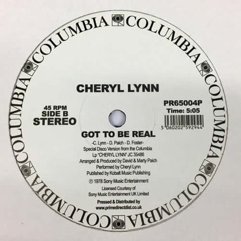 Cheryl Lynn - You Saved My Day / Got to Be Real - Artists Cheryl Lynn Genre Disco, Reissue Release Date 1 Jan 2018 Cat No. PR65004P Format 12" Vinyl - Columbia - Columbia - Columbia - Columbia - Vinyl Record
