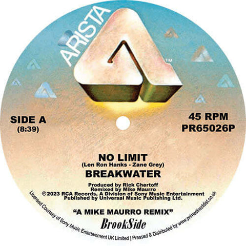 Breakwater - No Limit (Mike Maurro Mix) - Artists Breakwater Genre Boogie, Soul, Reissue Release Date 2 Jun 2023 Cat No. PR65026P Format 12" Blue Vinyl - Brookside Music - Vinyl Record
